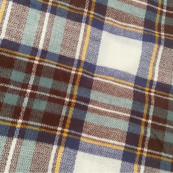 Soft Plaid Scarf in White, Blues, Teal, Burgundy - Picture 8 of 11
